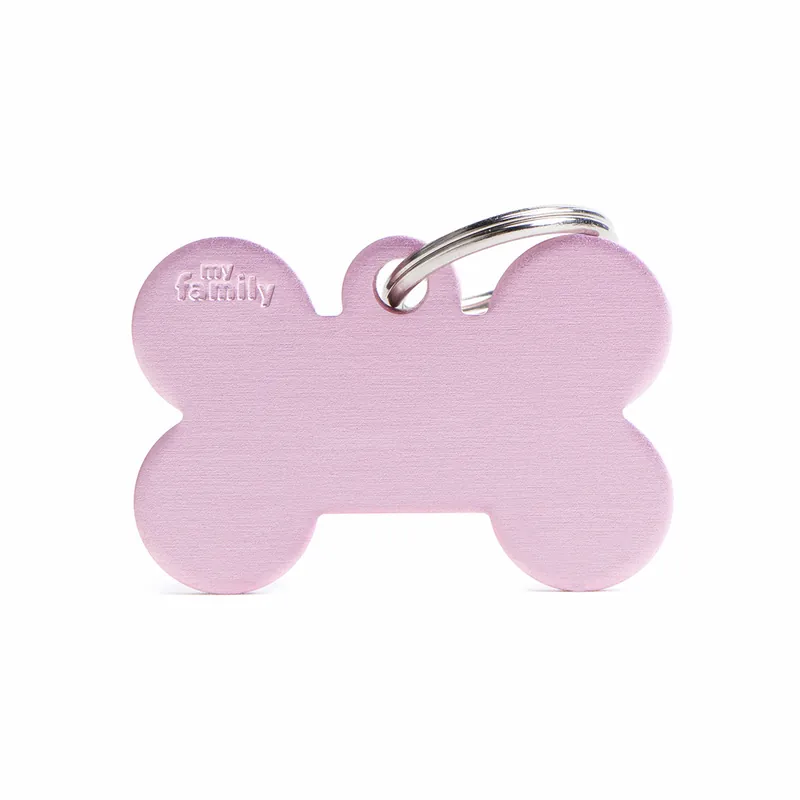 Nur Für Kurze Zeit MY FAMILY Basic Big Bone Aluminum Tag pink Hundemarke